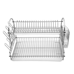 Escurridor De Platos 2 Pisos Cromado C/ Bandeja 56x28x34