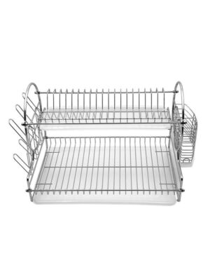 Escurridor De Platos 2 Pisos Cromado C/ Bandeja 56x28x34