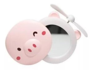 Espejo Con Luz Y Ventilador Cerdito