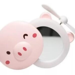 Espejo Con Luz Y Ventilador Cerdito