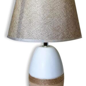 Lampara De Mesa Nordica Tela Y Ceramica
