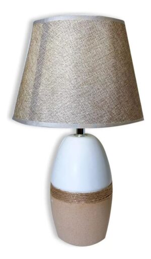 Lampara De Mesa Nordica Tela Y Ceramica