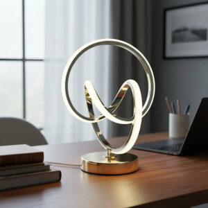 Lampara De Mesa Moderna Kw7178 Metal Y Led 22 X 35