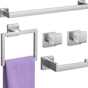 Juego De Toallero Completo Acero Inox Plata O65139-08a