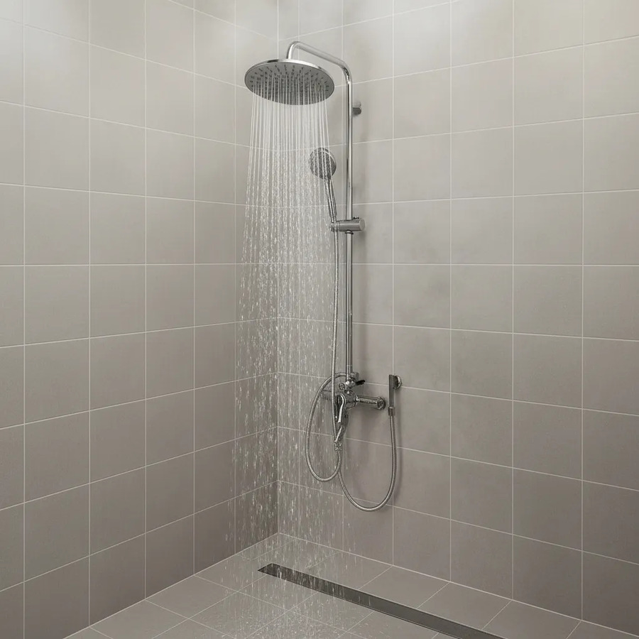 Barral De Ducha Completo Acero Inox Con Monocomando Tns049