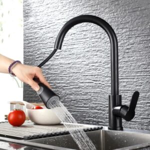 Grifo De Cocina Para Mesada Monocomando Negro Extensible
