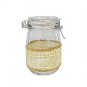 Feasco De Vidrio Hermetico Con Rattan Fe027