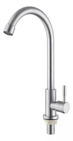 Canilla Grifo Unitario Mesada Cocina Acero Inox Agua Fria