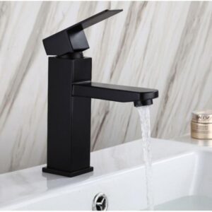 Griferia Monocomando Baja Baño Negro Linea Cuadrada Acabado