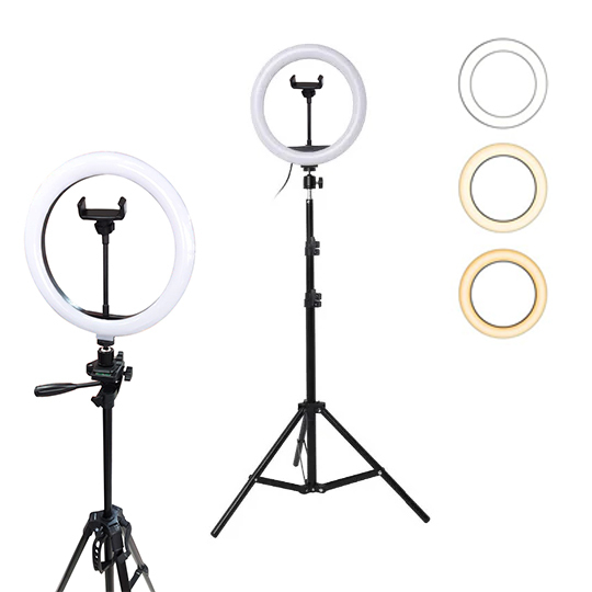 Aro de luz led 26 cms con tripode 1.6 mts y soporte cel