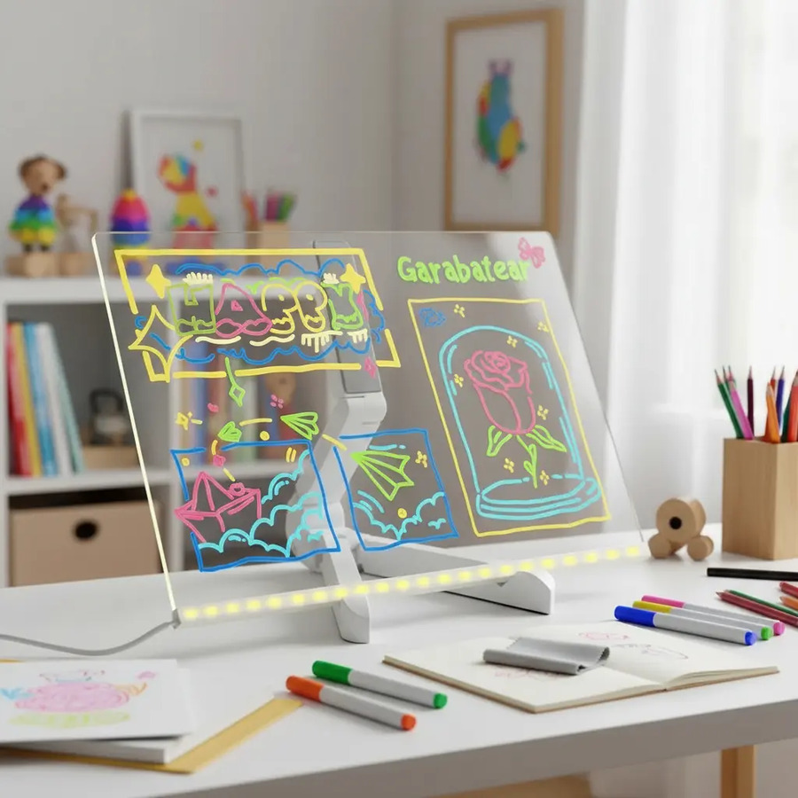 Pizarra Magica Con Soporte Acrilico 30x20 Luz Usb