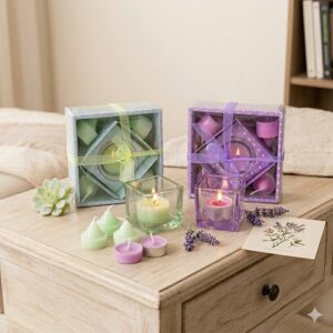 Candelabro Con Velas Colores X4 Ej1621