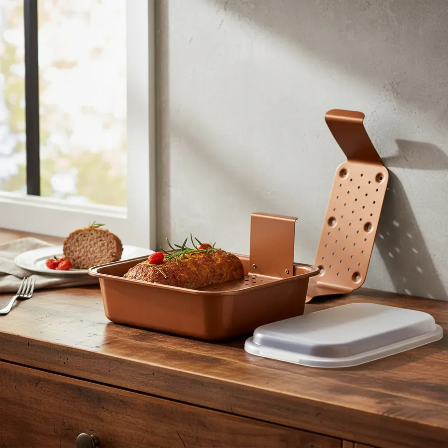 Molde Metal Con Tapa Desmolde Facil Copper Chef - Imagen 2