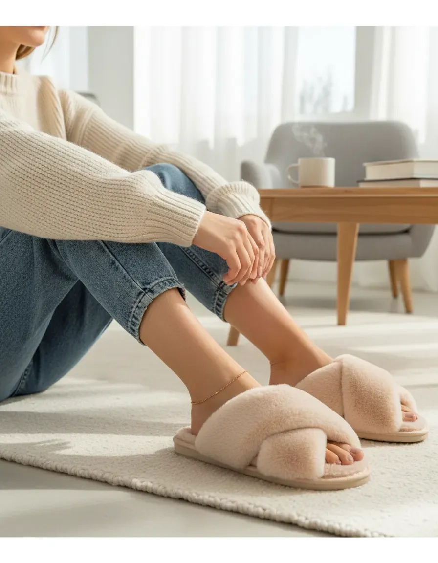 Pantuflas De Dama Cruzadas Peluche Del 36 Al 41 - Imagen 2