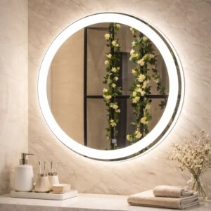 Espejo redondo de baño con luz led 60 cms touch