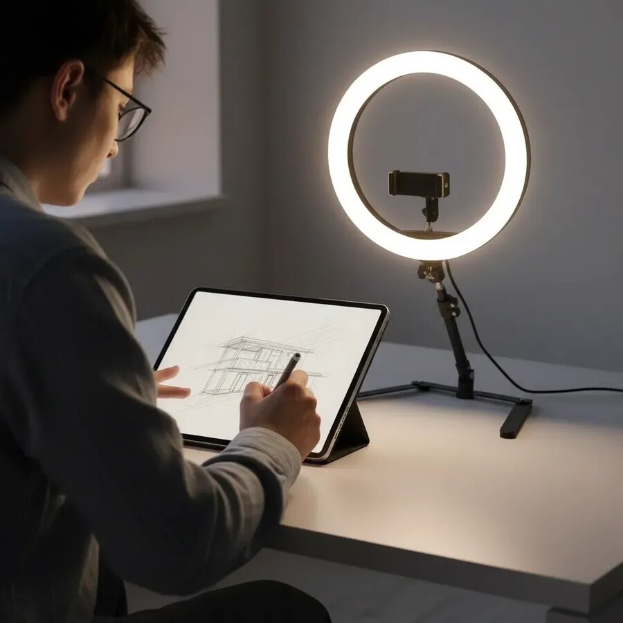 Aro de luz 26cm + Trípode Con Base 90° var1587