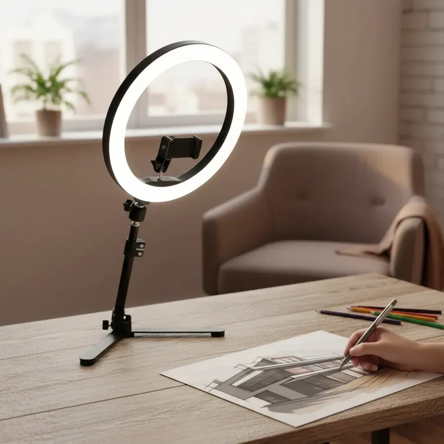 Aro de luz 26cm + Trípode Con Base 90° var1587 - Imagen 2