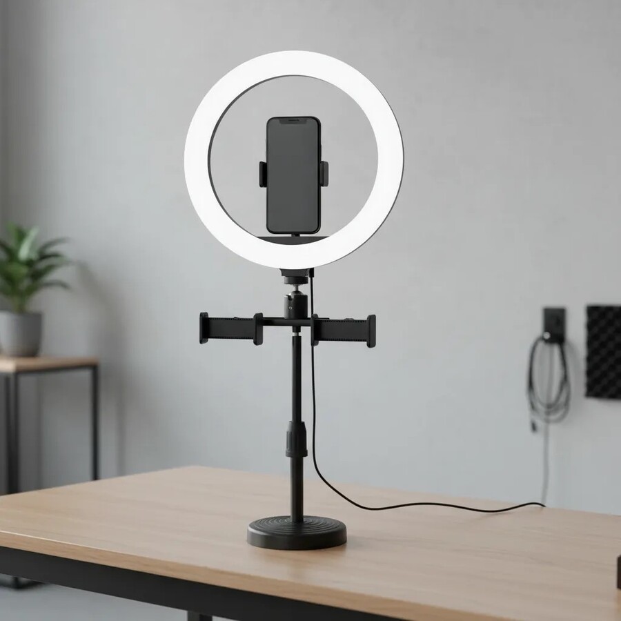 Aro Anillo Luz Led 26cm De Escritorio + Trípode 25cm + 3 Sop - Imagen 2