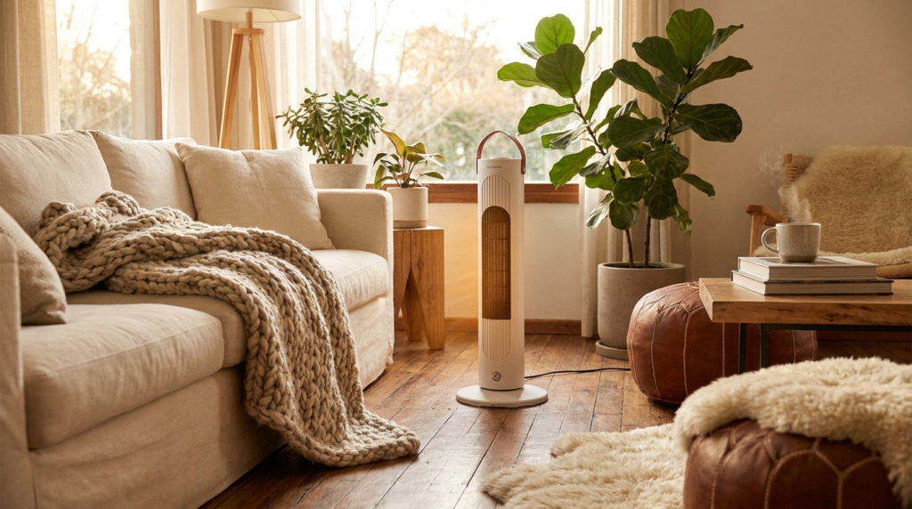 estufa eléctrica para calentar el salón de un hogar