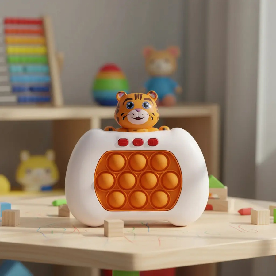 Consola Pop It Luz Y Sonido Tigre Naranja