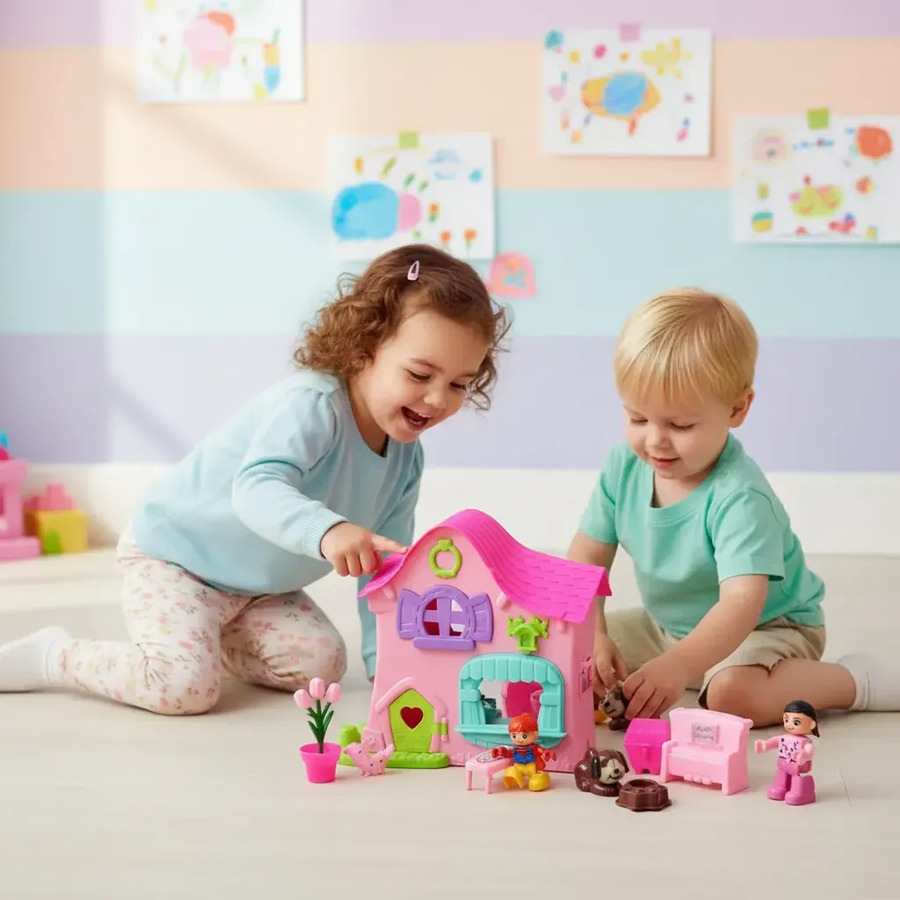Casita Con Munecos Y Muebles En Caja 8069a - Imagen 2