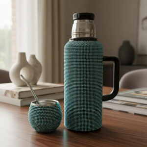 Set termo mate y bombilla strass  1,3 lts