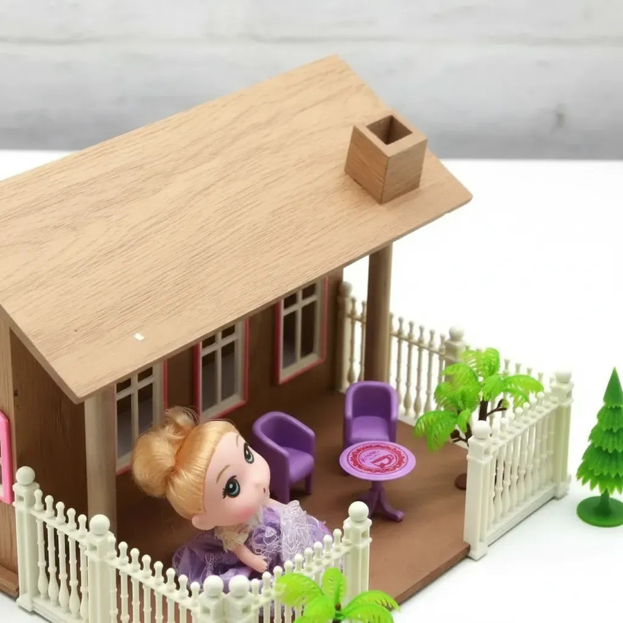 Casita Para Muñecas De Madera Con Luz Y Accesorios - Imagen 3