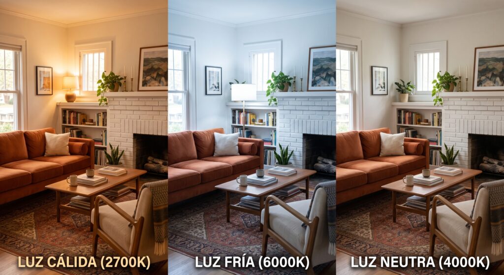 salón con diferentes temperaturas de luz